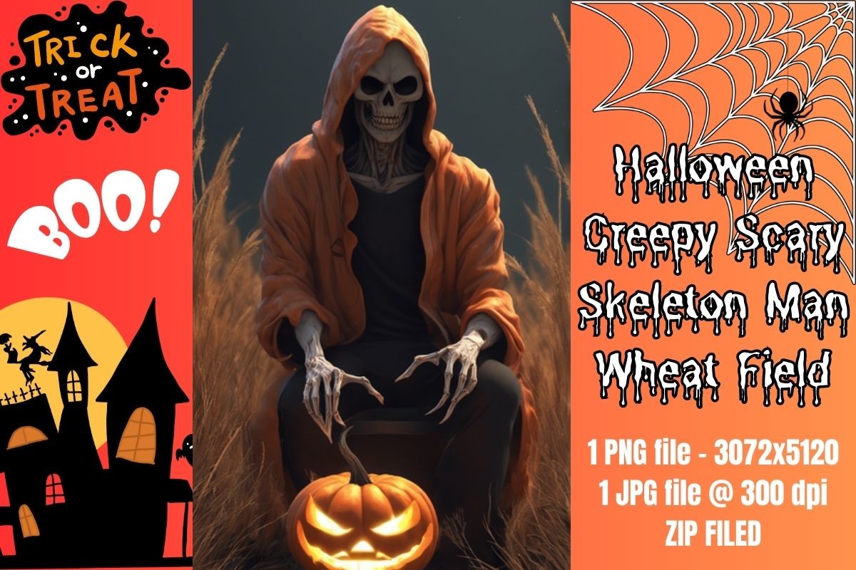 Halloween Creepy Skeleton Man in Field Graphic by LumiDigiPrints ...