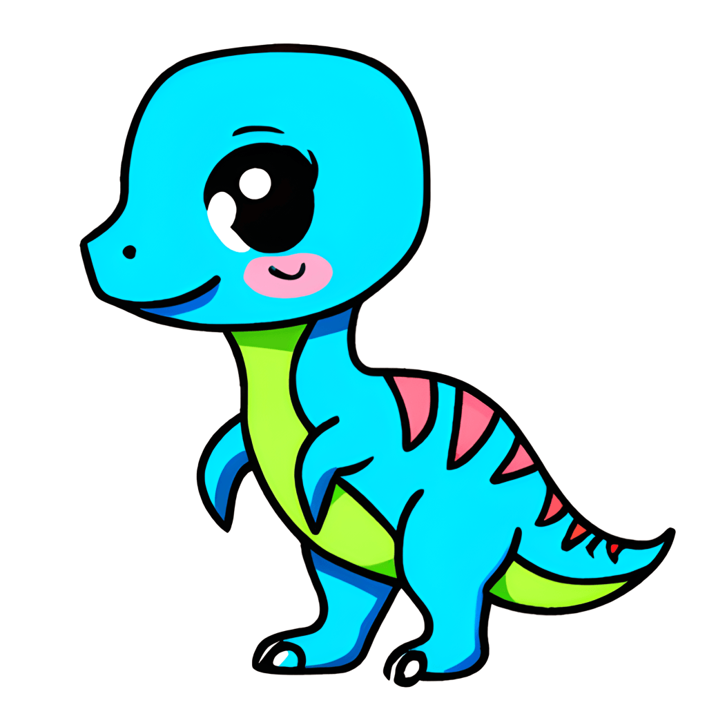 Personagem de desenho animado de dinossauro Tiranossauro Rex multicolorido  e fofo · Creative Fabrica