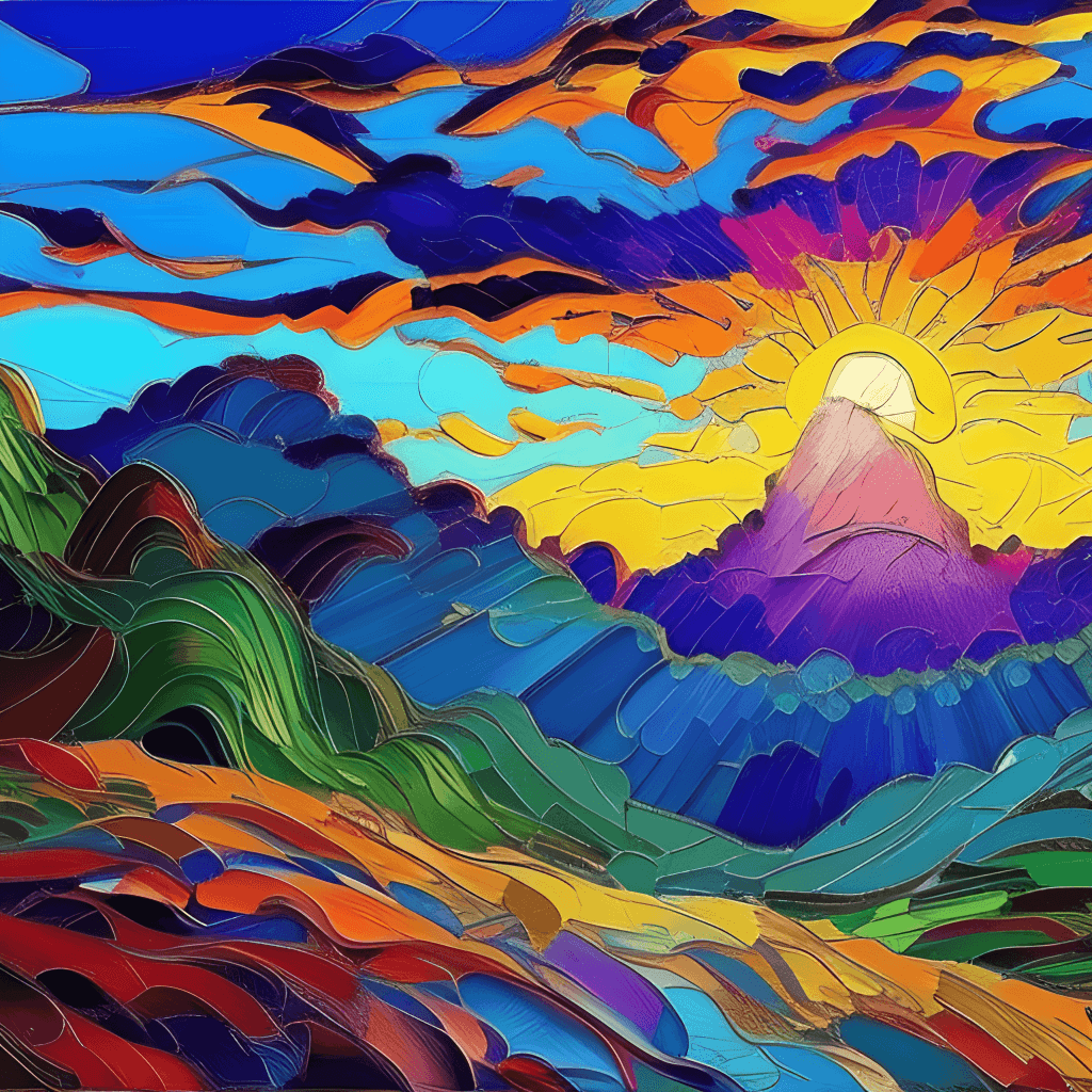 Grandiose Huge Sunrise Sun Rays Hyperdetailed Mountainscape LSD Style ...