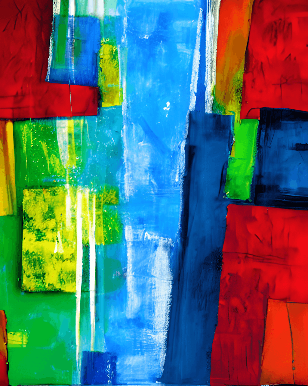 Abstract Art Piece with Yellow White Red Blue and Green · Creative Fabrica