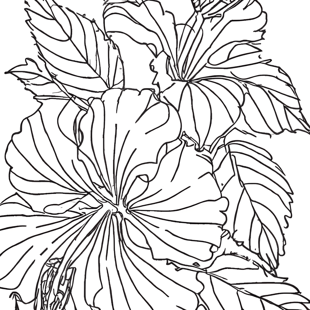 Create an Adult Coloring with Black and White Hibiscus Uniquely ...