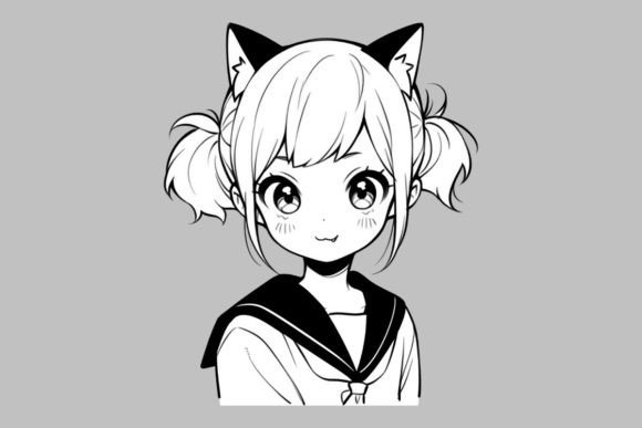 Cute Anime Manga Cute Neko Girl Clipart Graphic by DenizDigital · Creative  Fabrica
