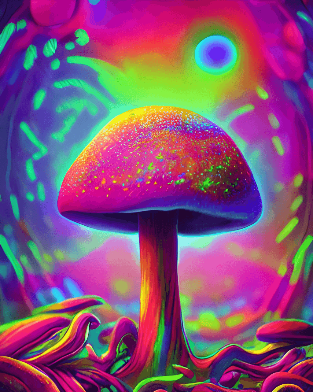 Epic Psychedelic Digital Painting of Beautiful Surreal UV Light Poster ...