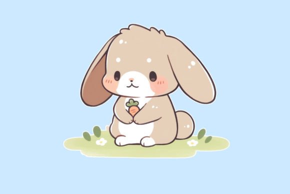 Kawaii Pastel Chibi Bunny Girl Clipart Graphic by DenizDigital