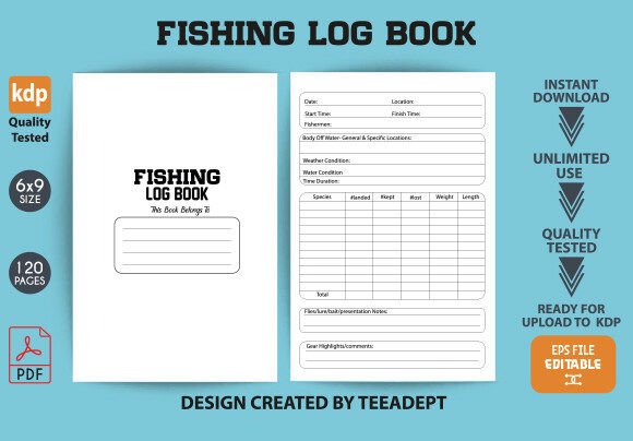 FISHING LOG BOOK Graphic by TeeAdept · Creative Fabrica