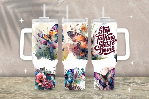 Pink Flowers 40oz Stanley Tumbler Wrap Graphic by Mockup Station · Creative  Fabrica