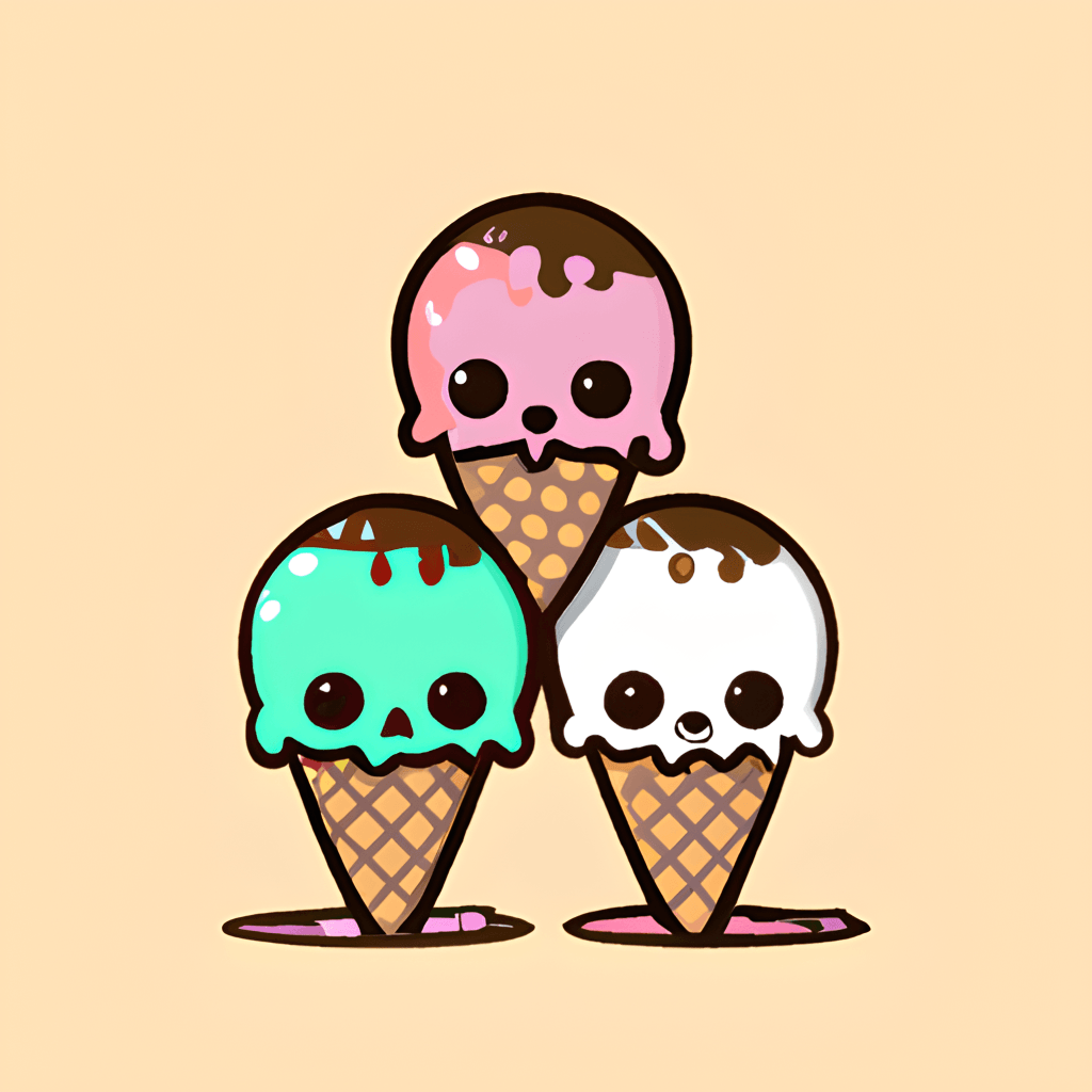 Ice Cream Skulls Melting · Creative Fabrica