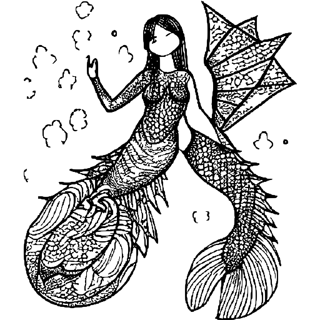 Cute Mermaid Coloring Page for Kids · Creative Fabrica