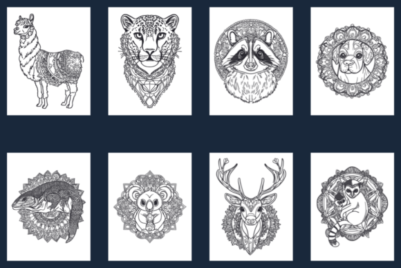 Animal Mandala Coloring Pages for Adults Graphic by WinSum Art · Creative  Fabrica