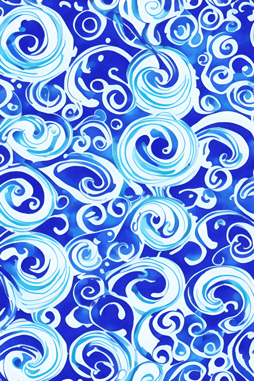 Blue Flowers Swirls Patterns Background Blue on Blue Watercolor ...