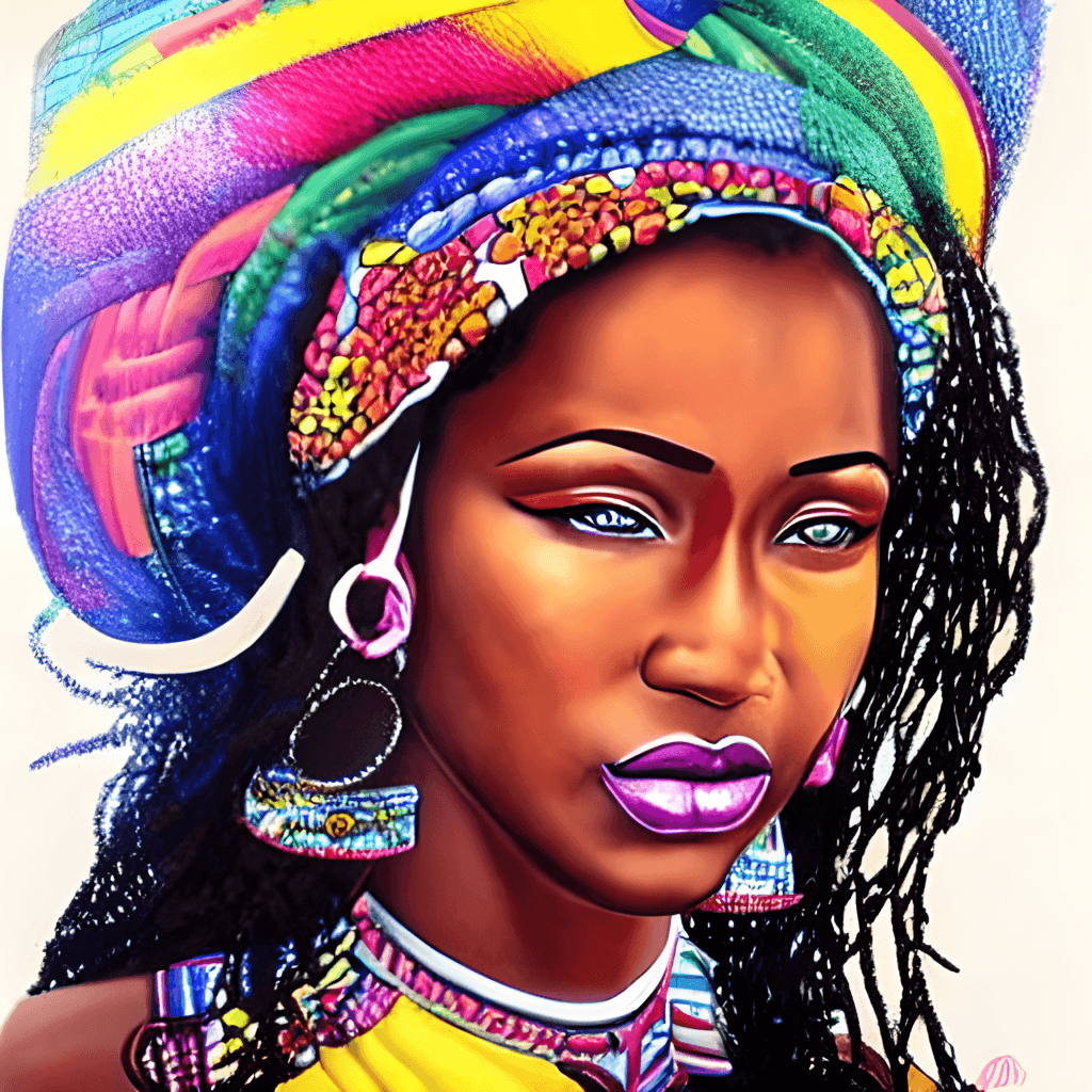 Create an African Woman Retro Look Colorful Realistic Style · Creative ...