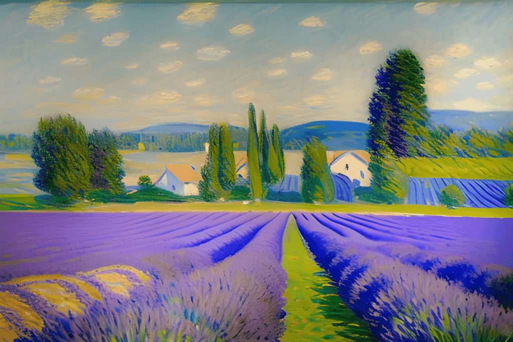 French Impressionist Painting in Monet Style of Lavender Fields ...