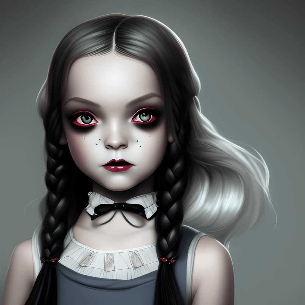 Stunning Cute Wednesday Addams Graphic in Charlie Bowater Style ...