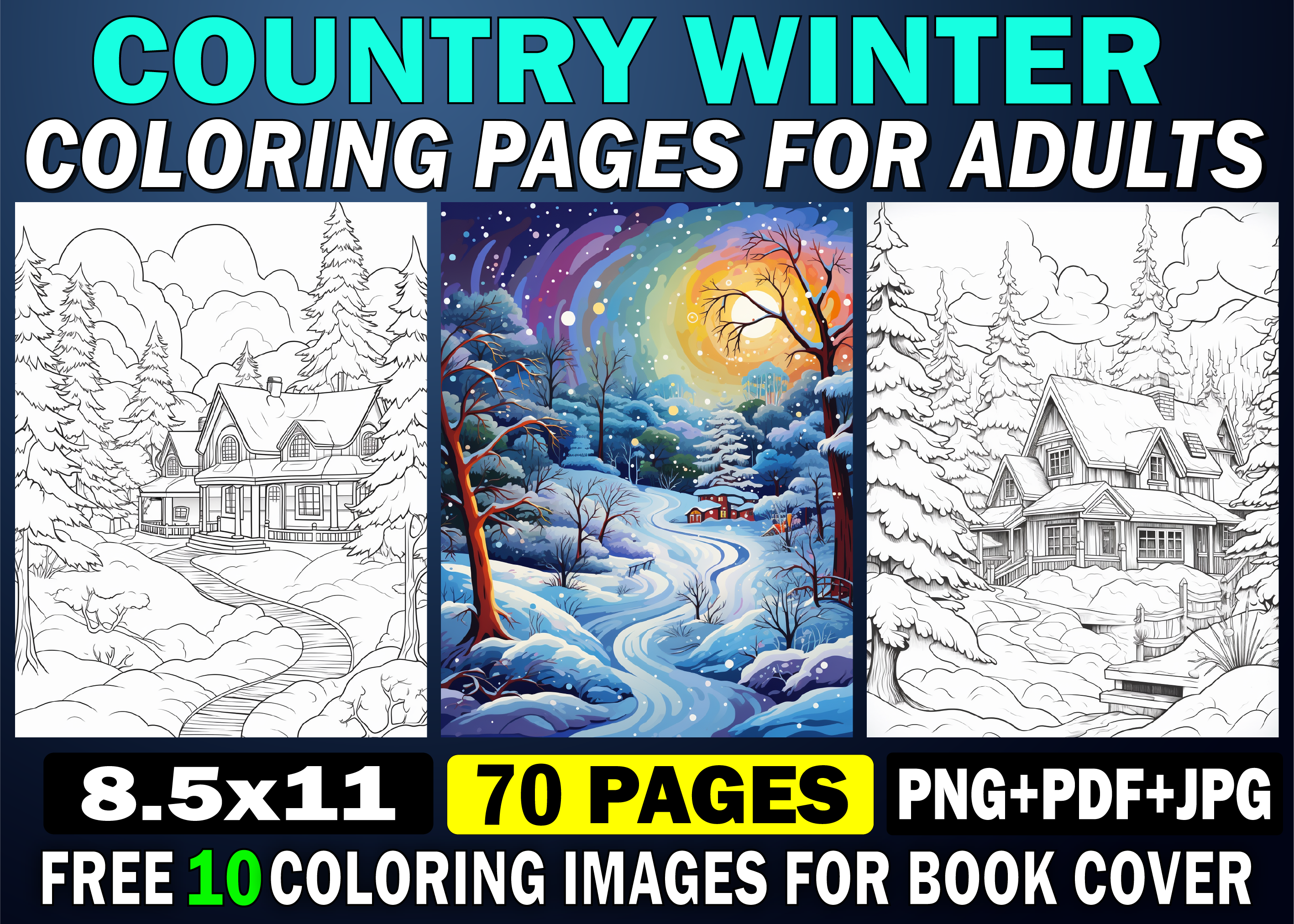 Country Winter Coloring Book For Adults: An amazing book Adult