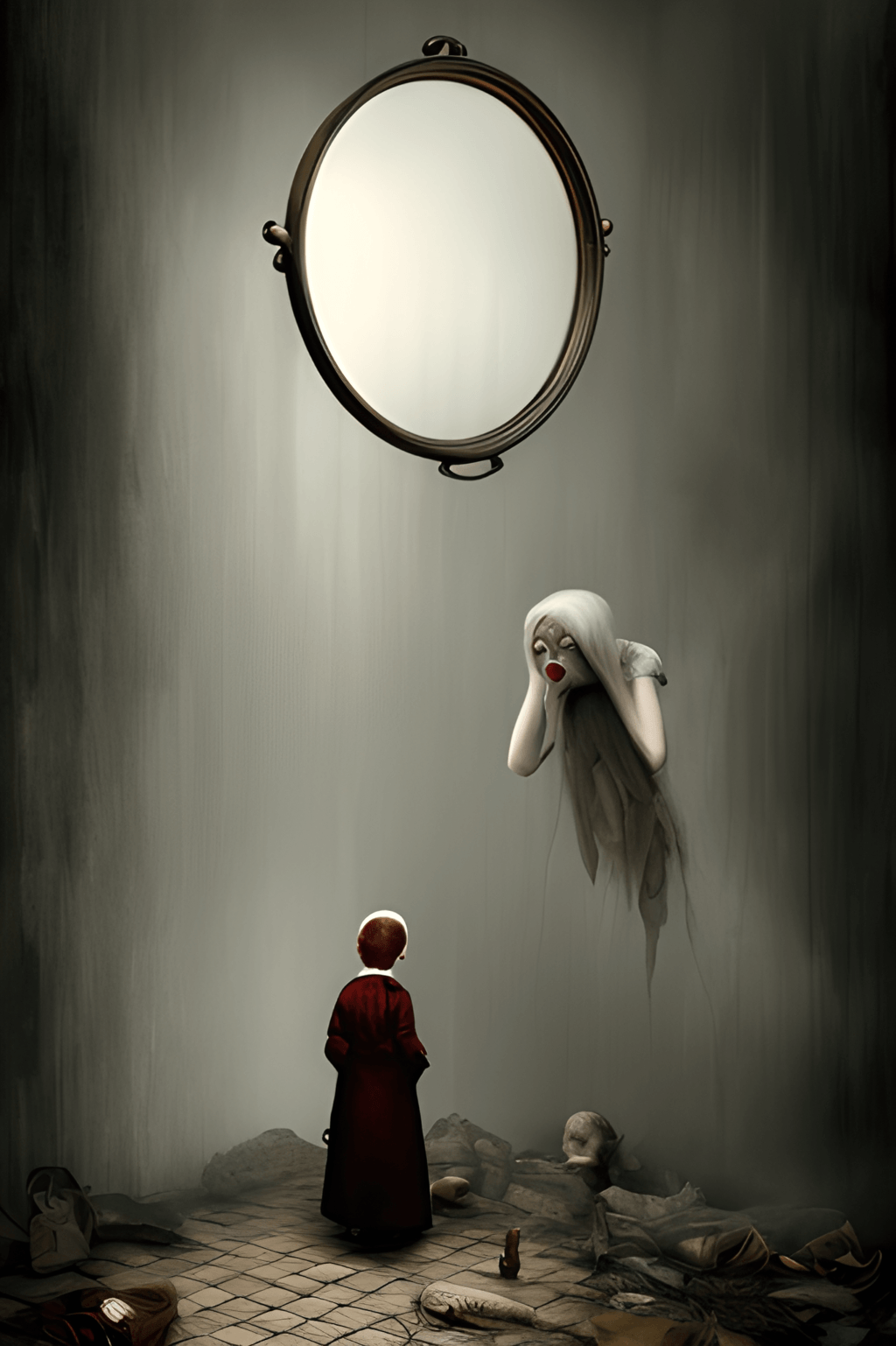The Malevolent Spirit Mirror a Chilling Moment · Creative Fabrica