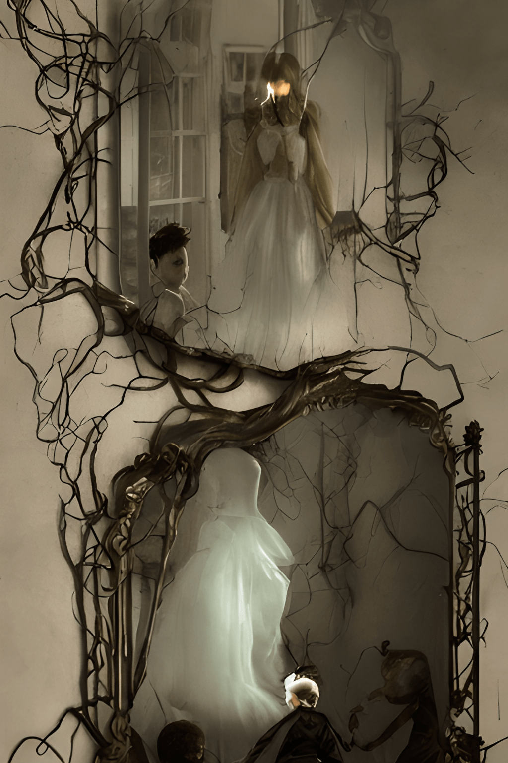 The Malevolent Spirit Mirror a Chilling Moment · Creative Fabrica