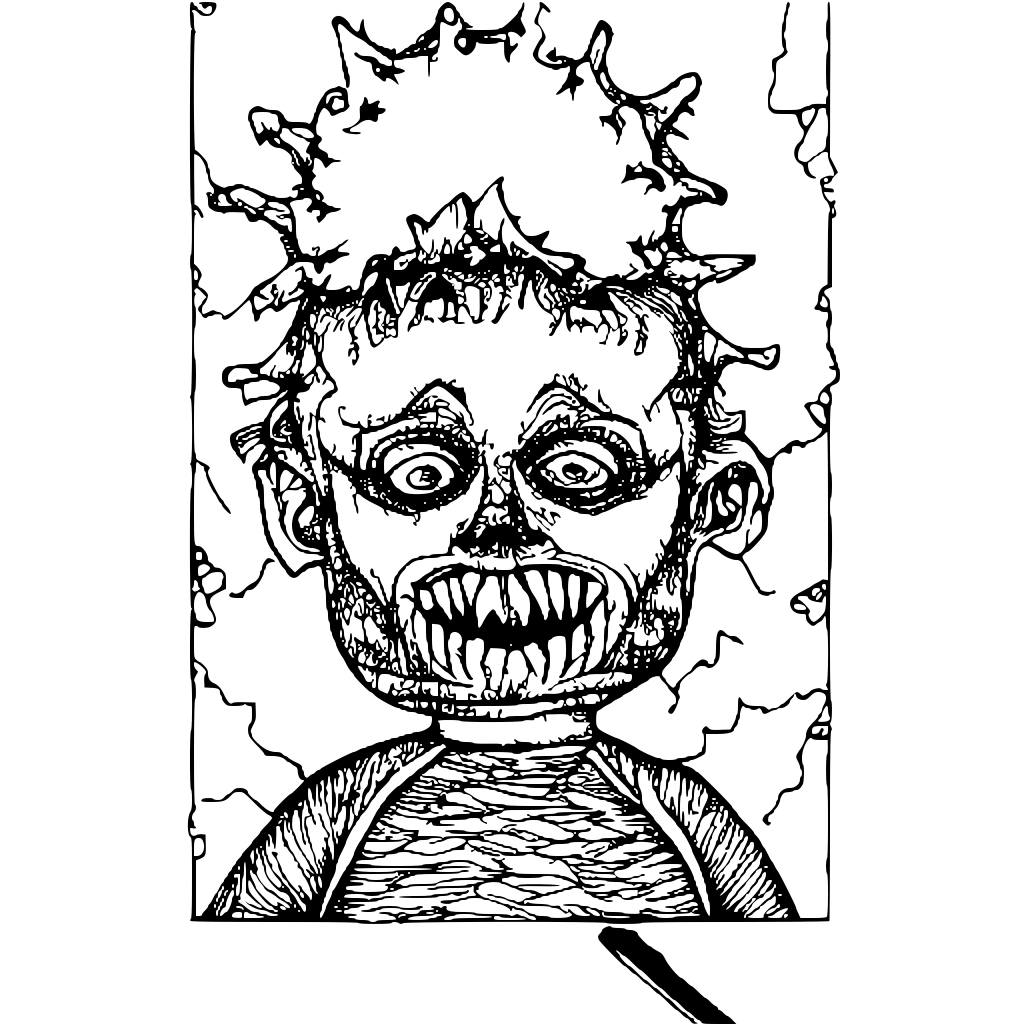 A Scary Creepy Zombie Doll Coloring Page · Creative Fabrica