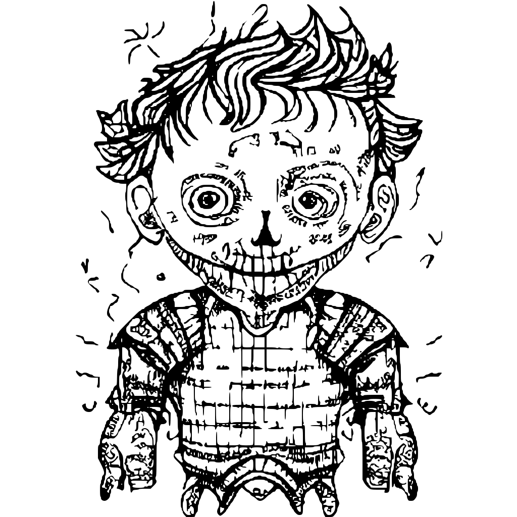 A Scary Zombie Doll Coloring Page · Creative Fabrica