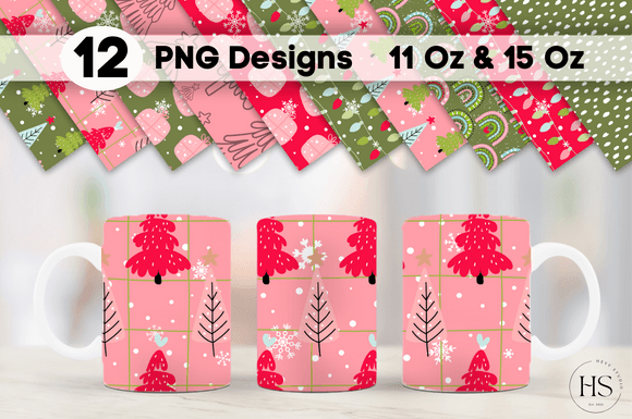 12 Pink Retro Christmas Mug Sublimation Graphic by Heyv Studio · Creative  Fabrica