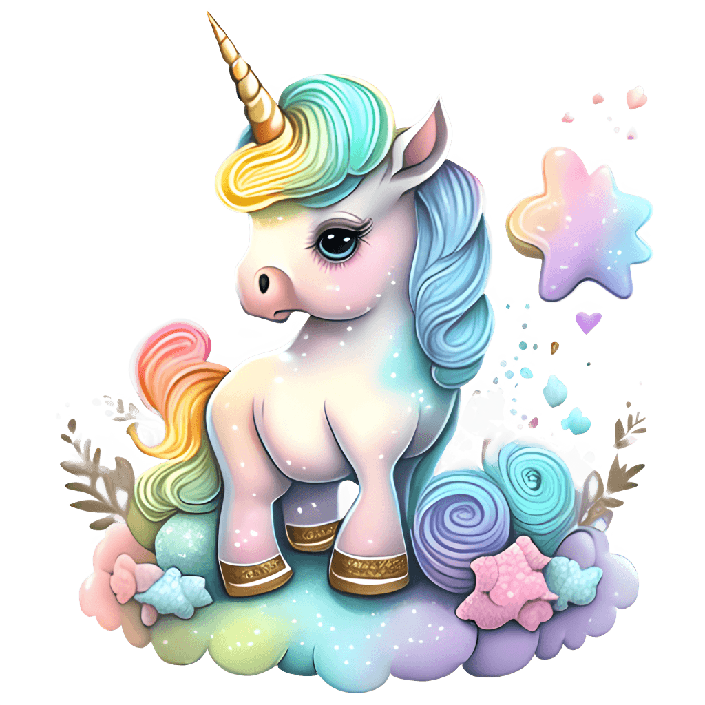Adorably Cute Unicorn Pastel Rainbow · Creative Fabrica