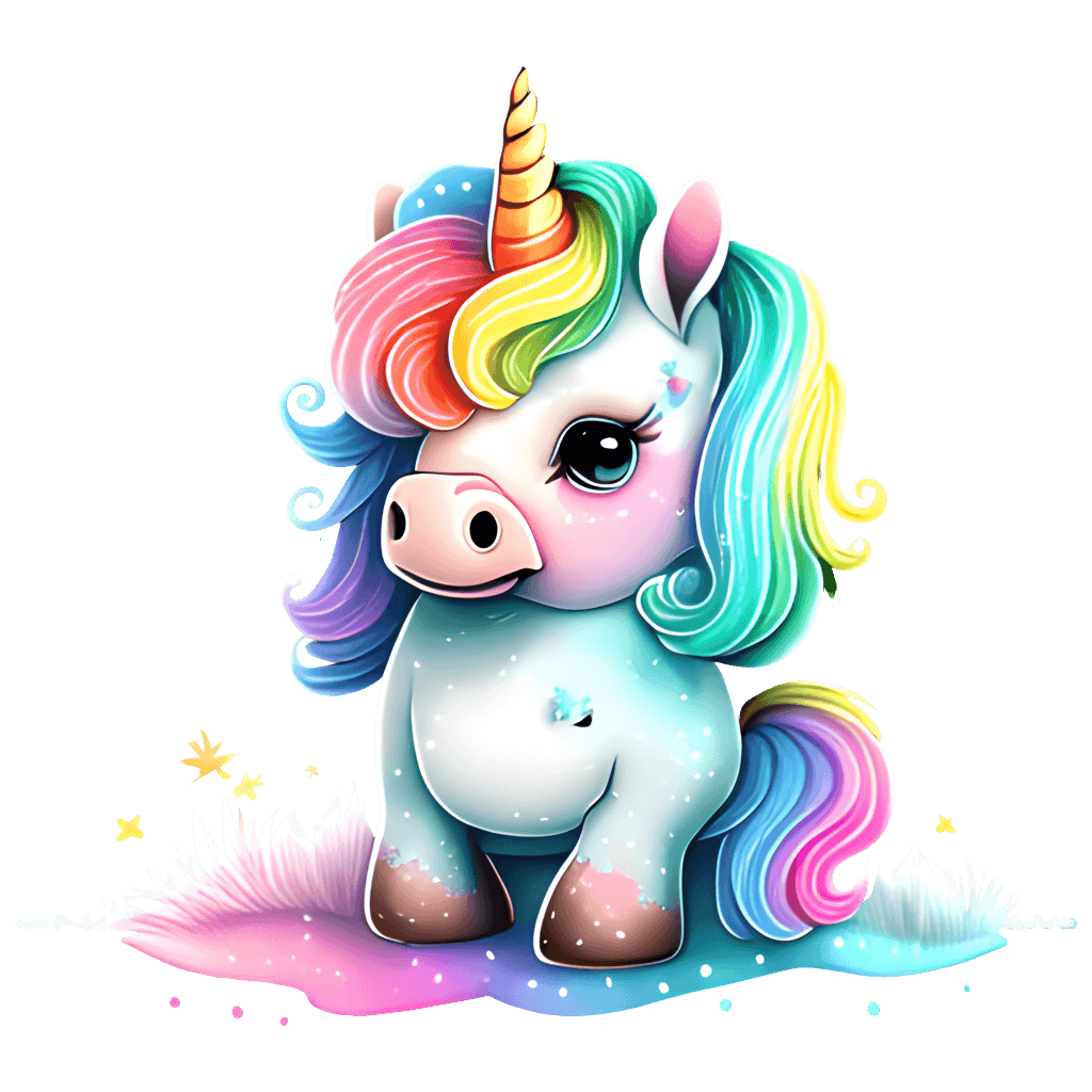 Cute Fluffy Unicorn Pastel Rainbow · Creative Fabrica