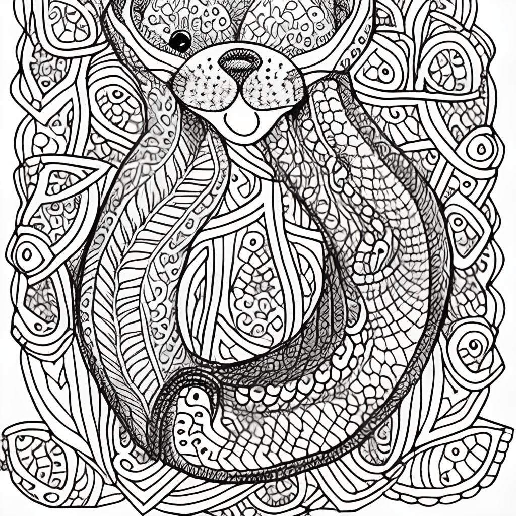Otter Coloring Page Black and White · Creative Fabrica