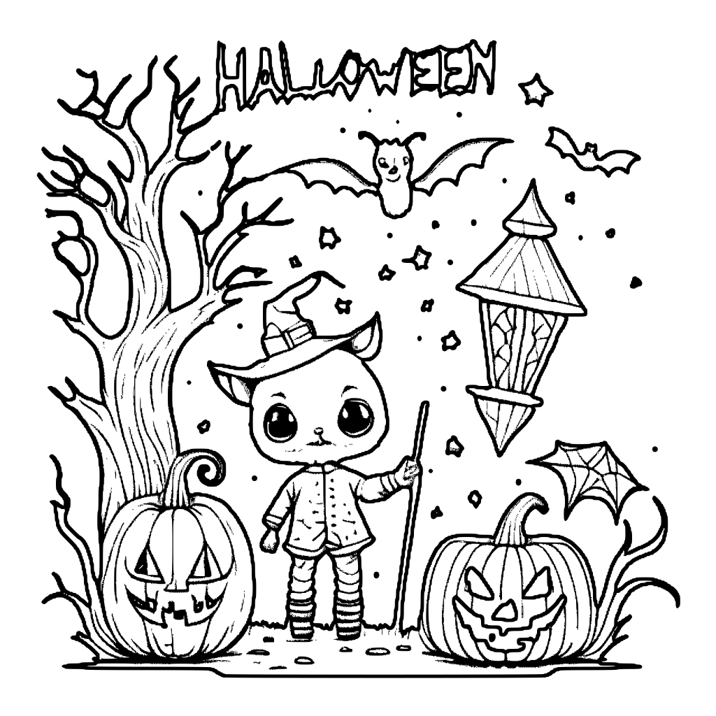 Desenho para colorir de Halloween · Creative Fabrica