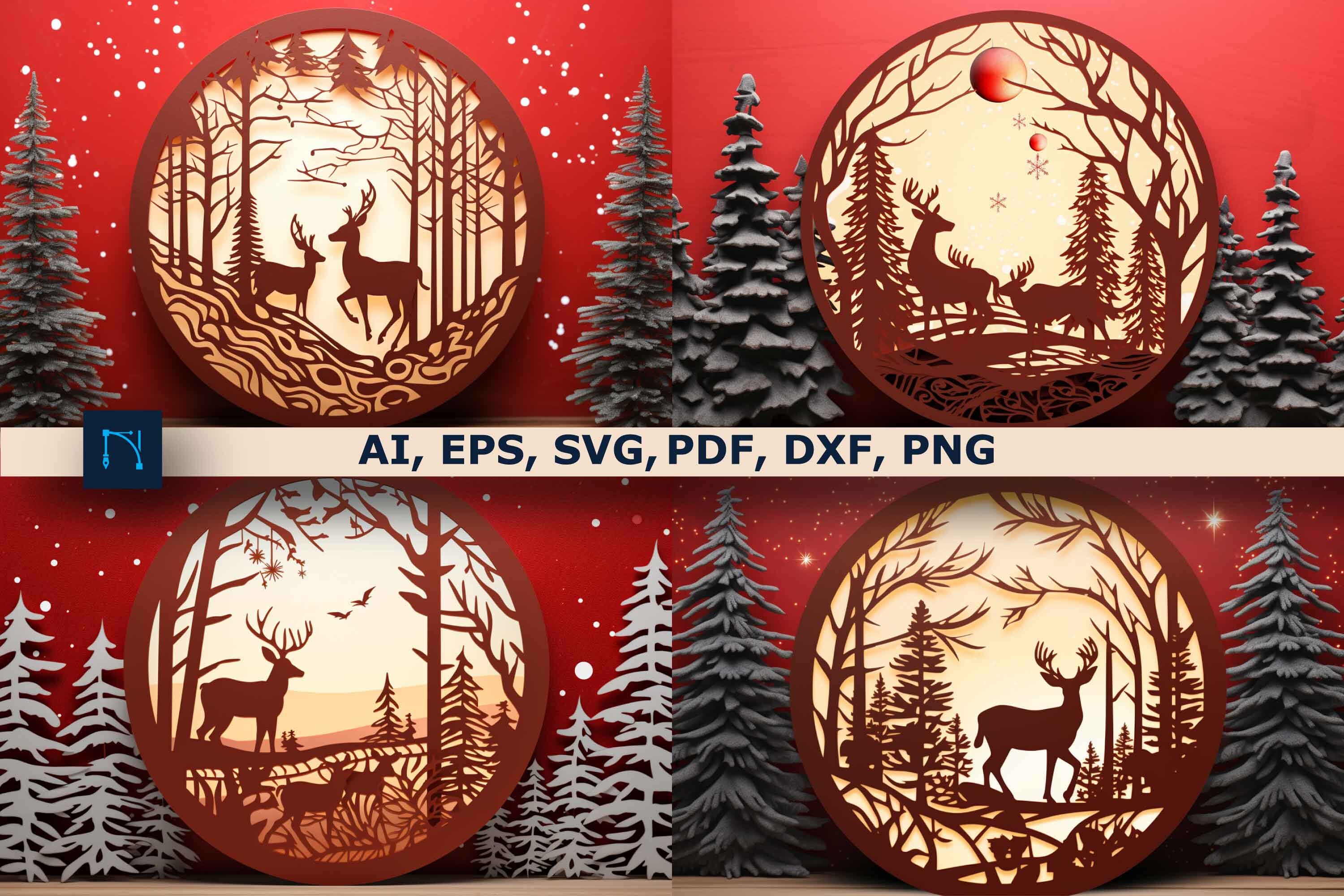 Christmas Coaster SVG  Merry Christmas SVG Laser Cut Files