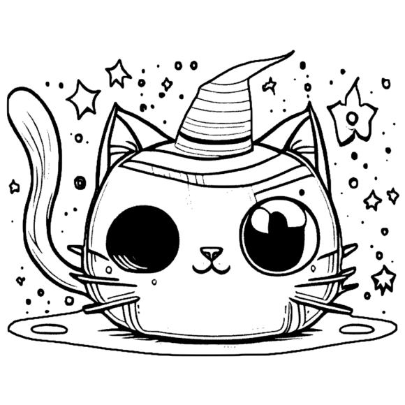 Desenho para colorir Kawaii : Gatos 14