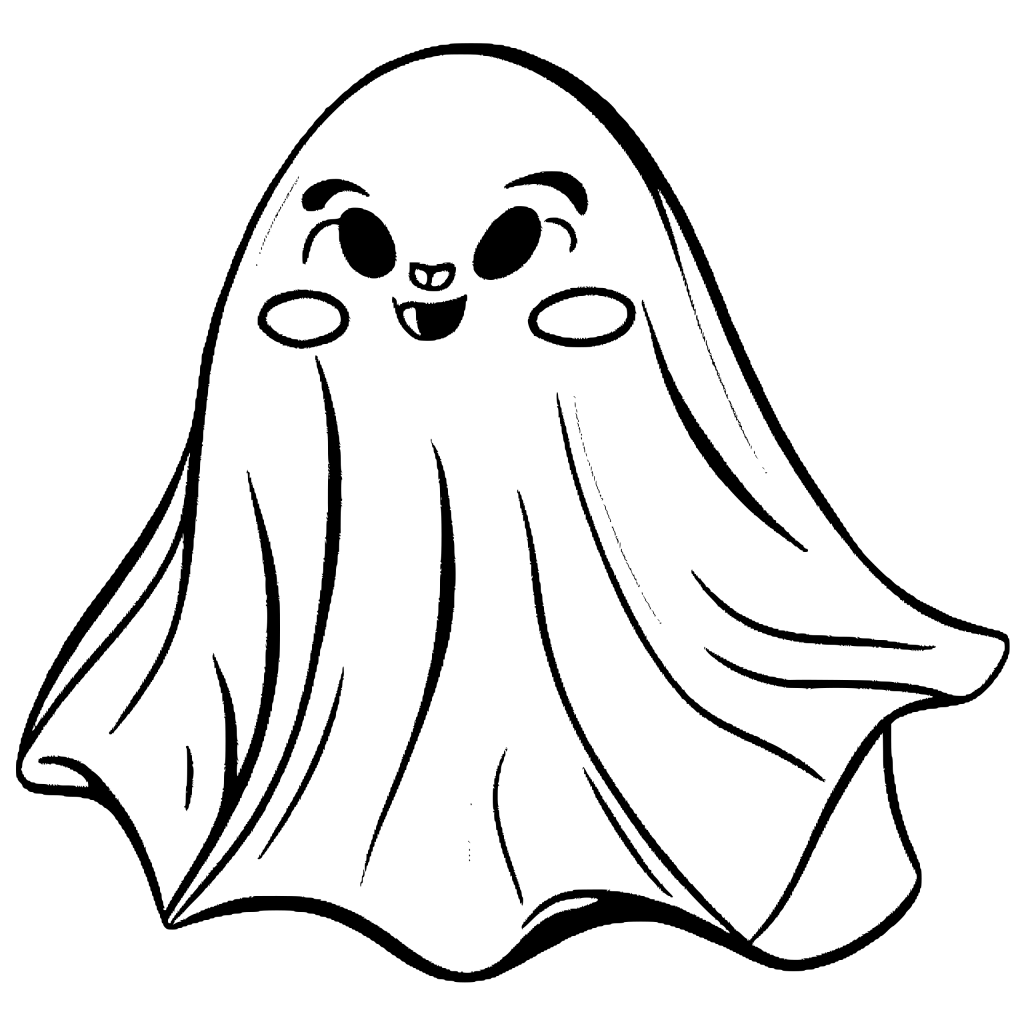 Small Ghost Character Coloring Page · Creative Fabrica