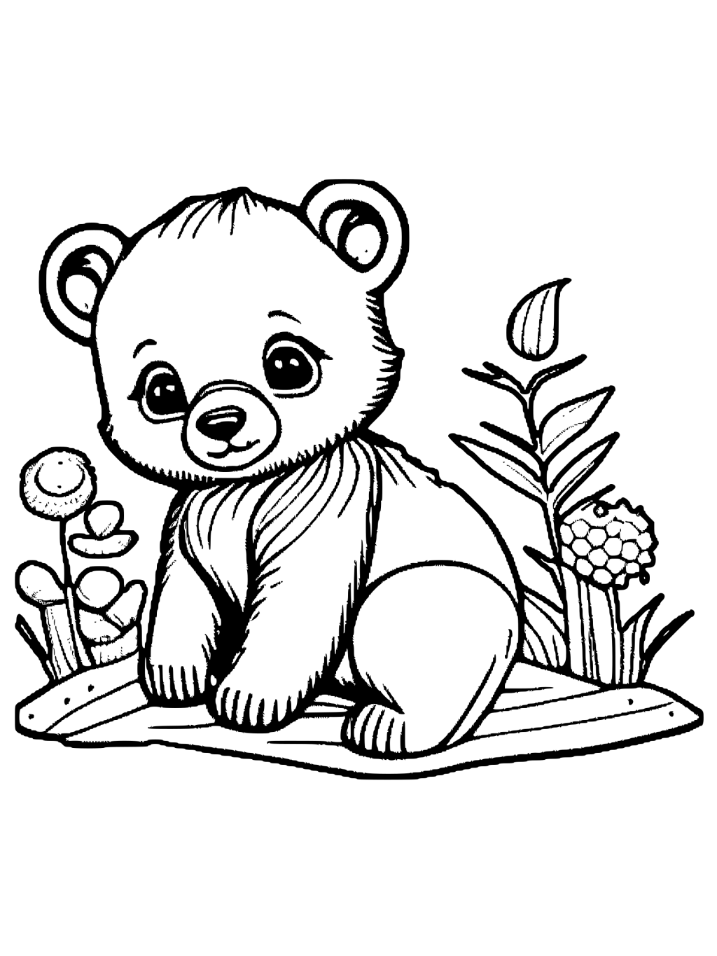 Coloriage Bébé ours dans la forêt · Creative Fabrica