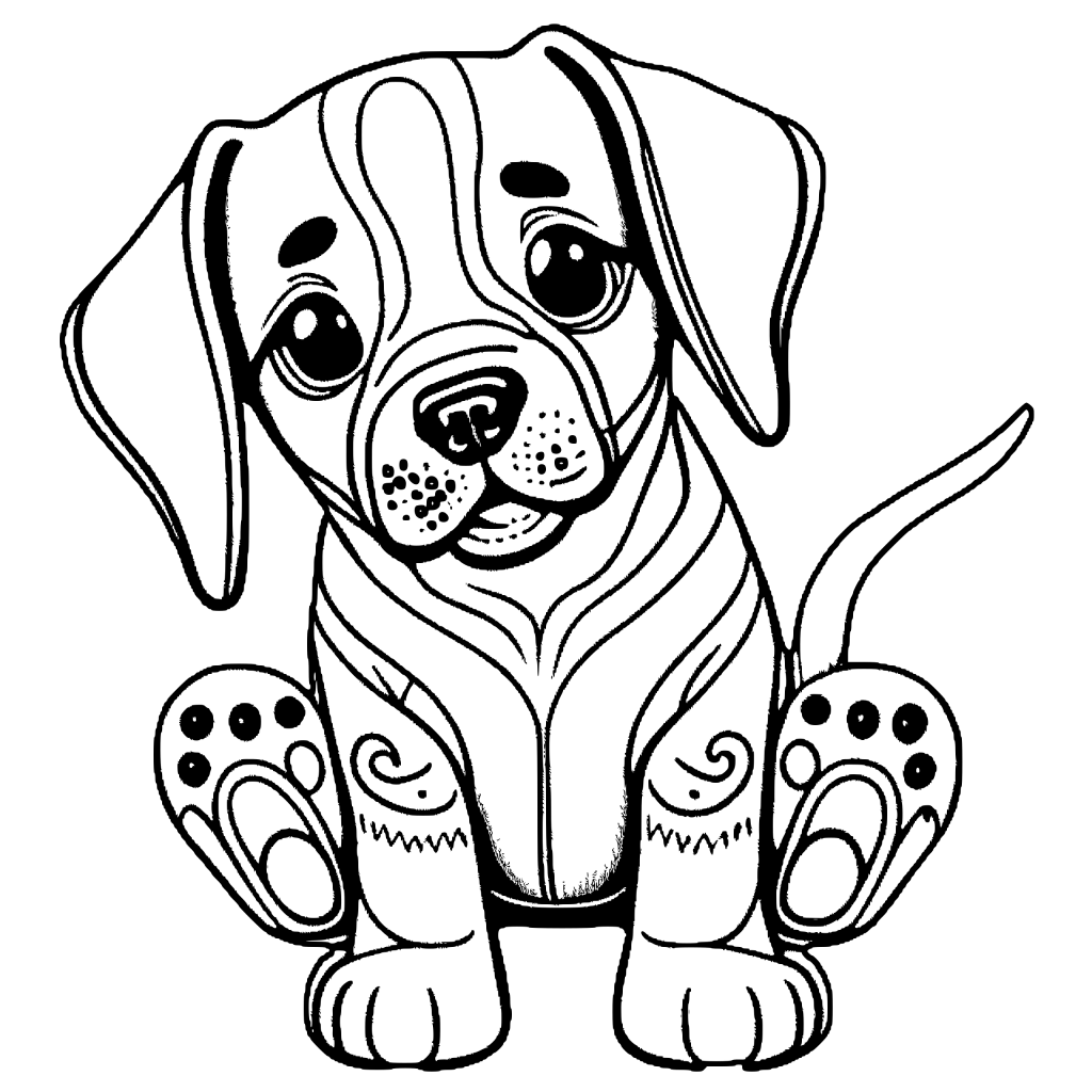 Desenho para colorir de cachorro fofo · Creative Fabrica