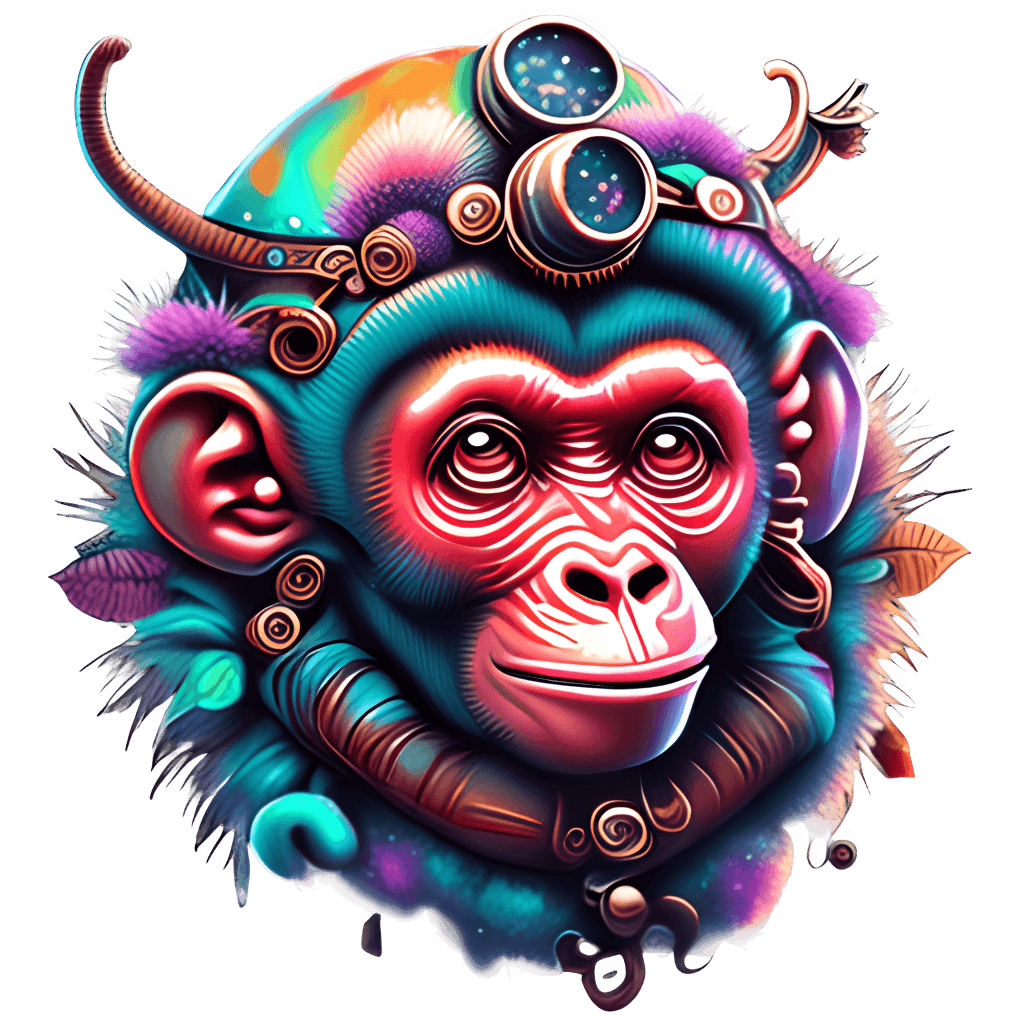 Mumbojumojammy Cute Umberlumerryup Psychedelic Monkey Head Illustration ...