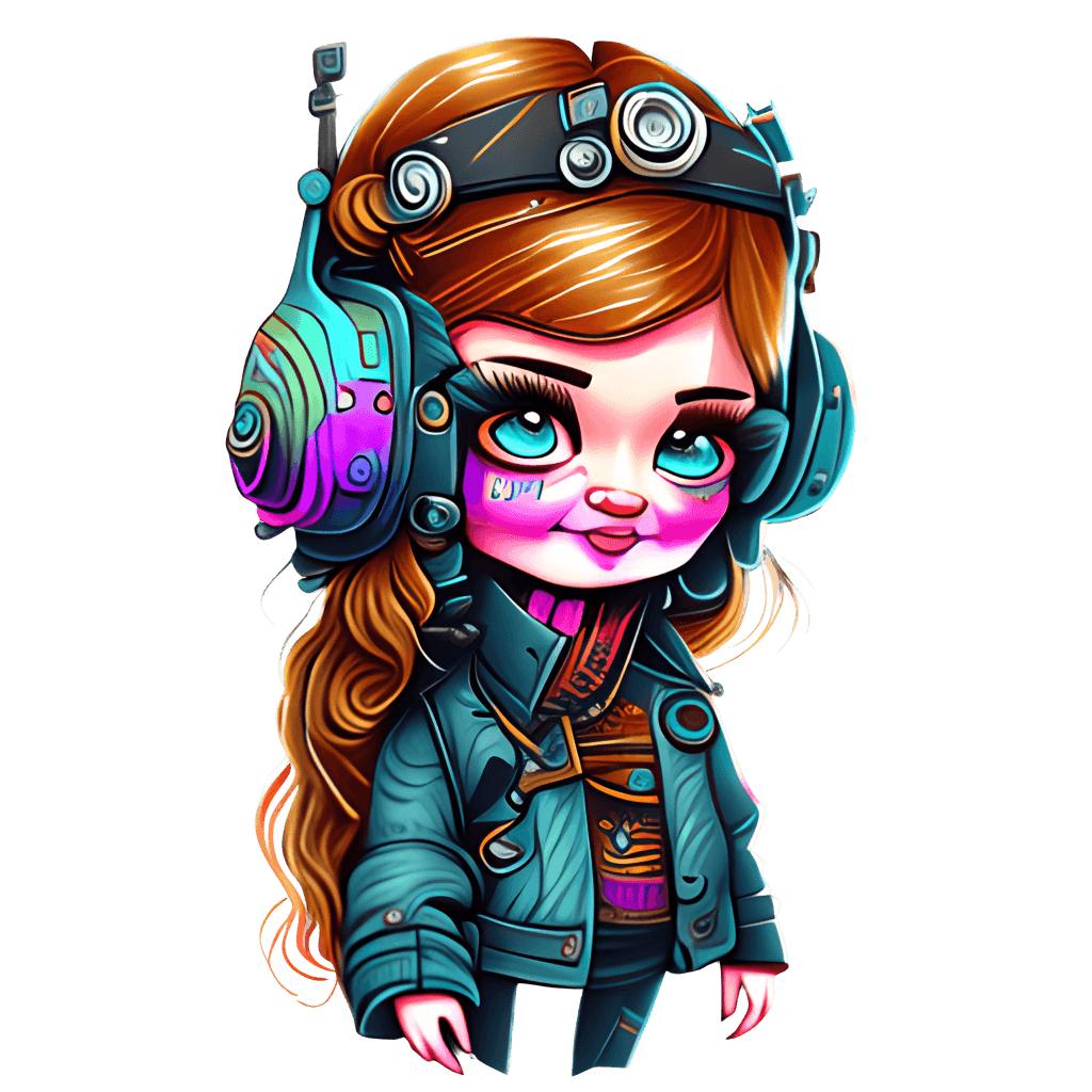 Richybikkydickky Cute Gamer Girl Head Illustration Rainbowpunk ...