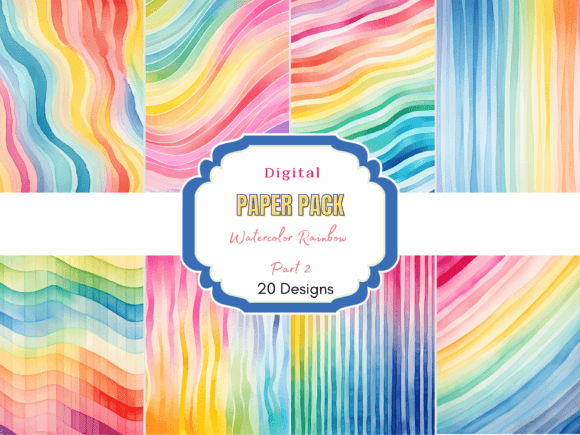 Rainbow Color Printable Patterned Paper Graphic by Lemon Paper Lab ·  Creative Fabrica