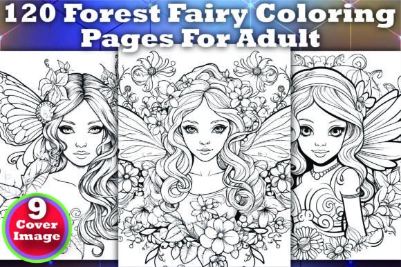 120Forest Fairy Coloring Pages for Adult Graphic by (US) Design Studio ...