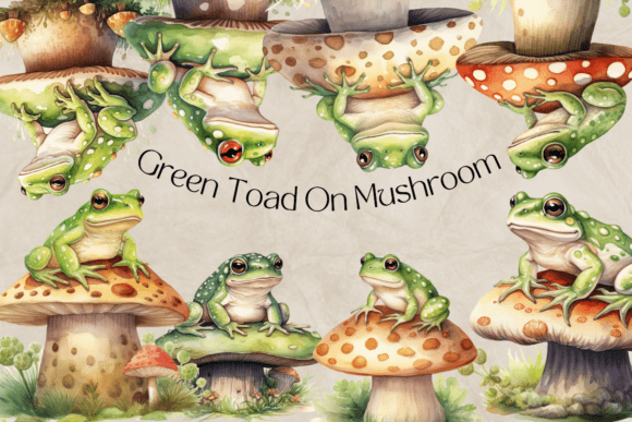 Green Toad on Mushroom Graphic by Digital Xpress · Creative Fabrica
