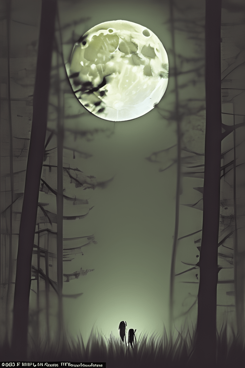 Full Moon and Werewolf Border · Creative Fabrica