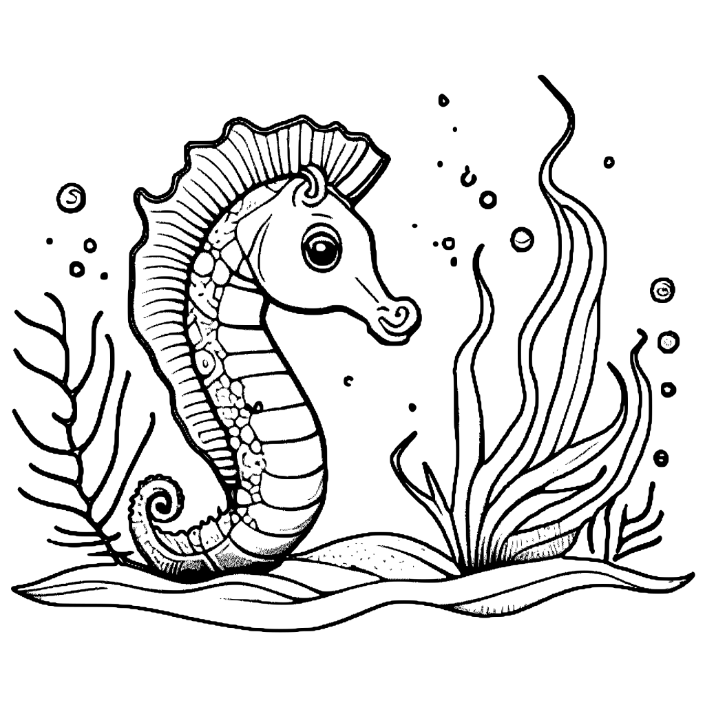 Sea Horse Coloring Page · Creative Fabrica
