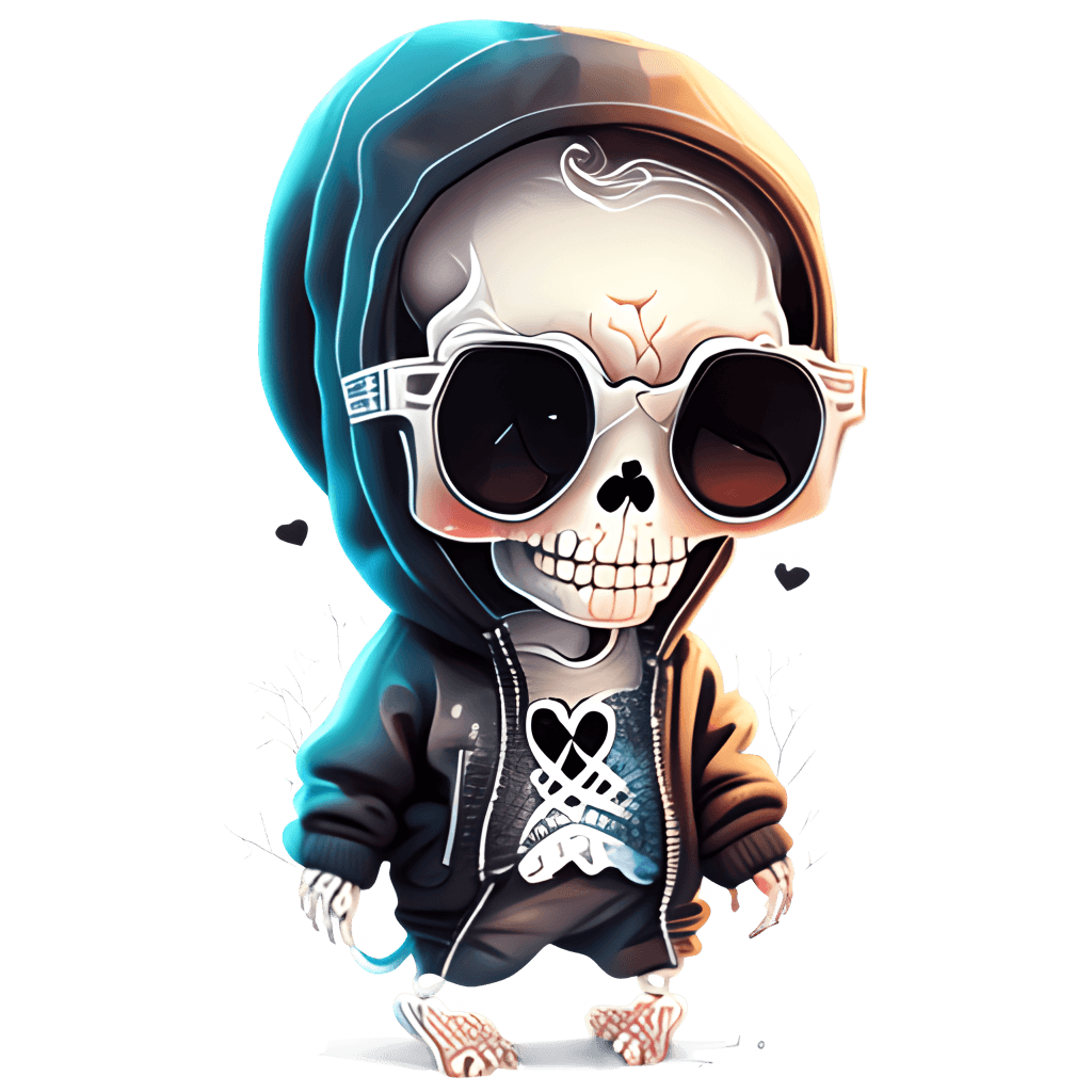 Cute Adorable Skeleton Wearing Black Hoodie and Sunglasses · Creative ...