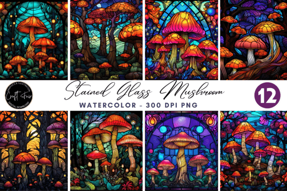 Stained Glass Mushroom Backgrounds Graphic by Craft Fair · Creative Fabrica