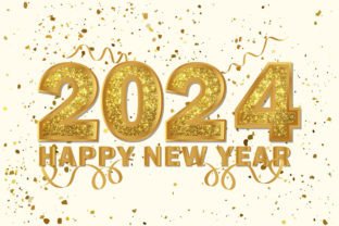 Happy New Year 2024, Golden Glitter Graphic by pixeness · Creative