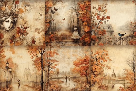 Vintage Fall Scrapbooking Papers Graphic by Bijou Bay · Creative Fabrica