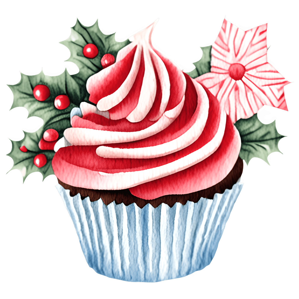 Christmas Cupcake Watercolor Clipart · Creative Fabrica