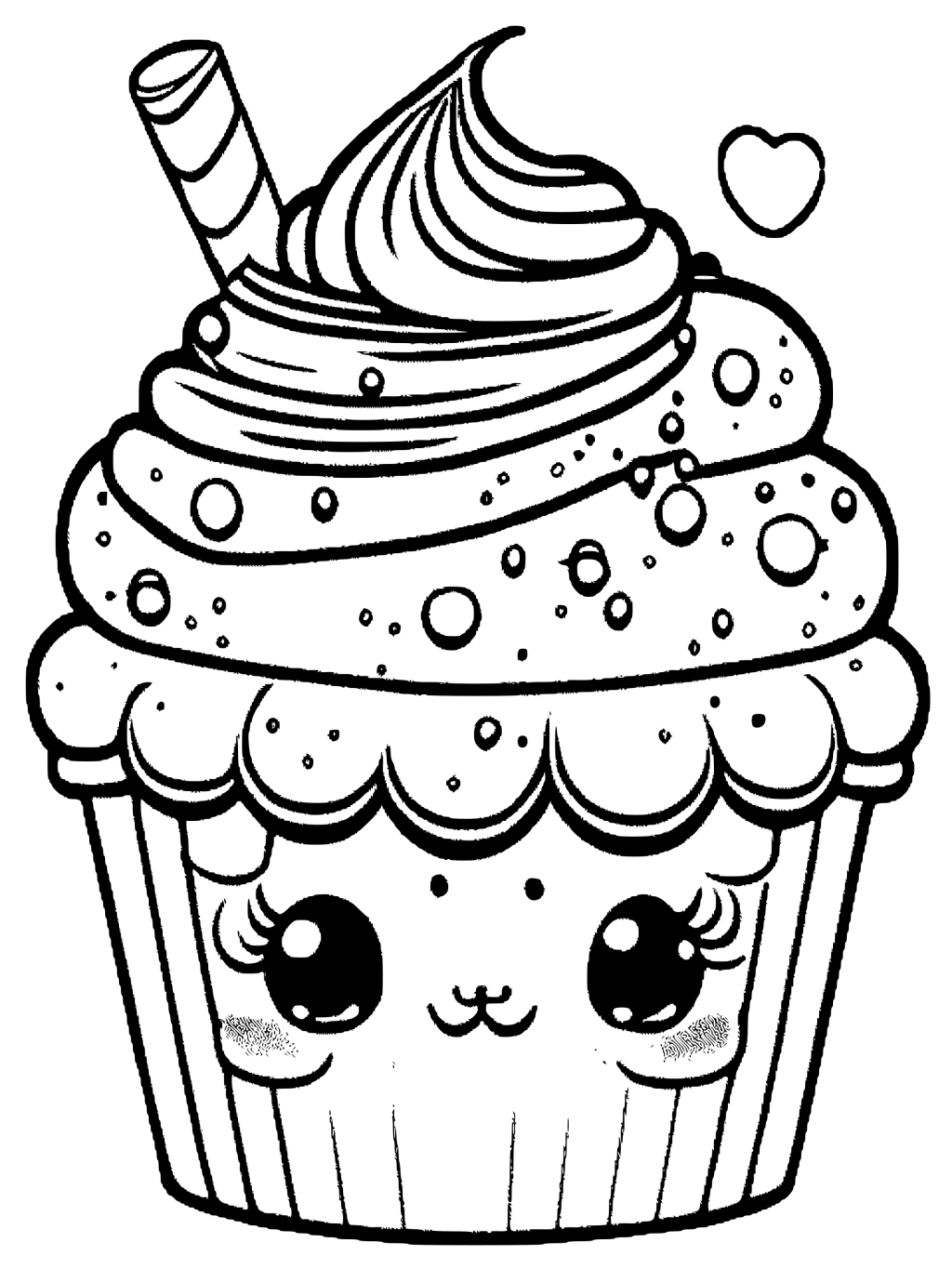Cute Cupcake Coloring Page · Creative Fabrica