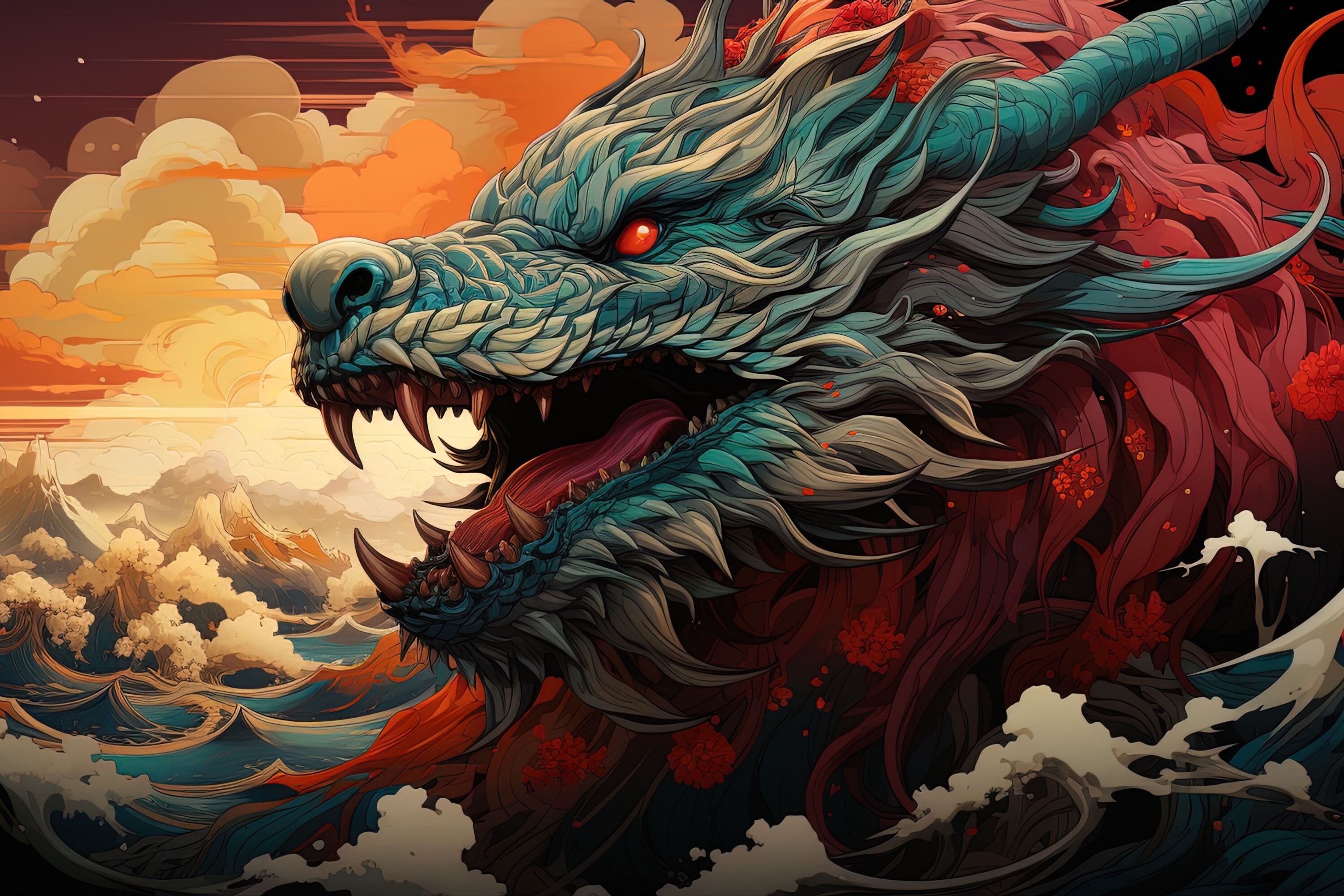 Japanese Dragon Art Graphic by Art's and Patterns · Creative Fabrica