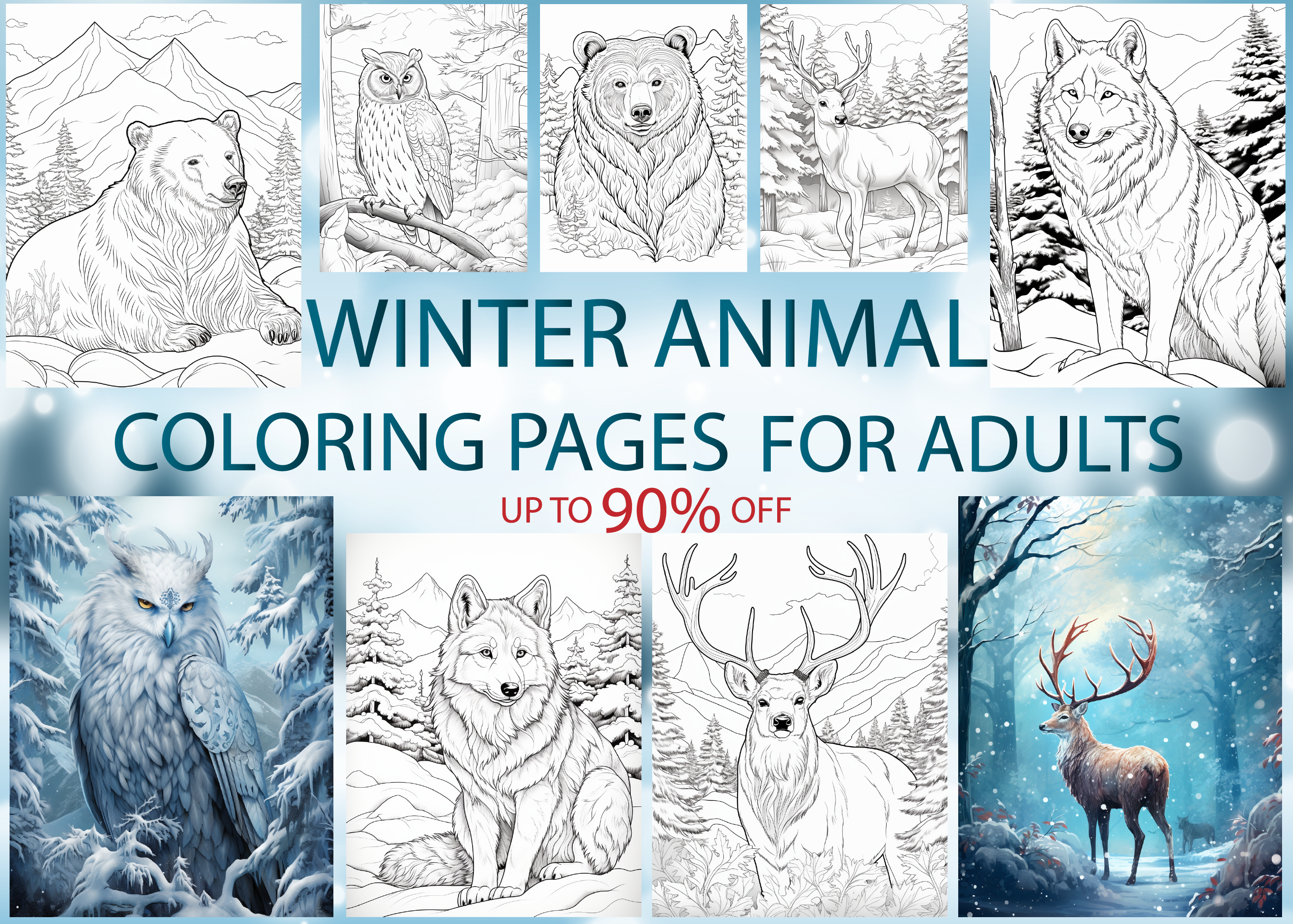 100 Country Winter Coloring Pages Adults Graphic by Design Shop