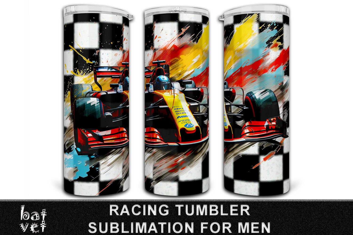 Racing Car Tumbler Sublimation Design Graphic by BatVet · Creative Fabrica