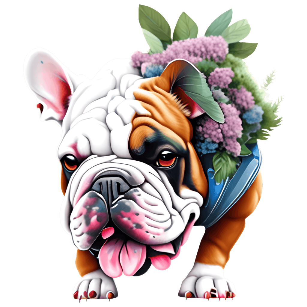 Russian Bulldog Carrying Leaf · Creative Fabrica