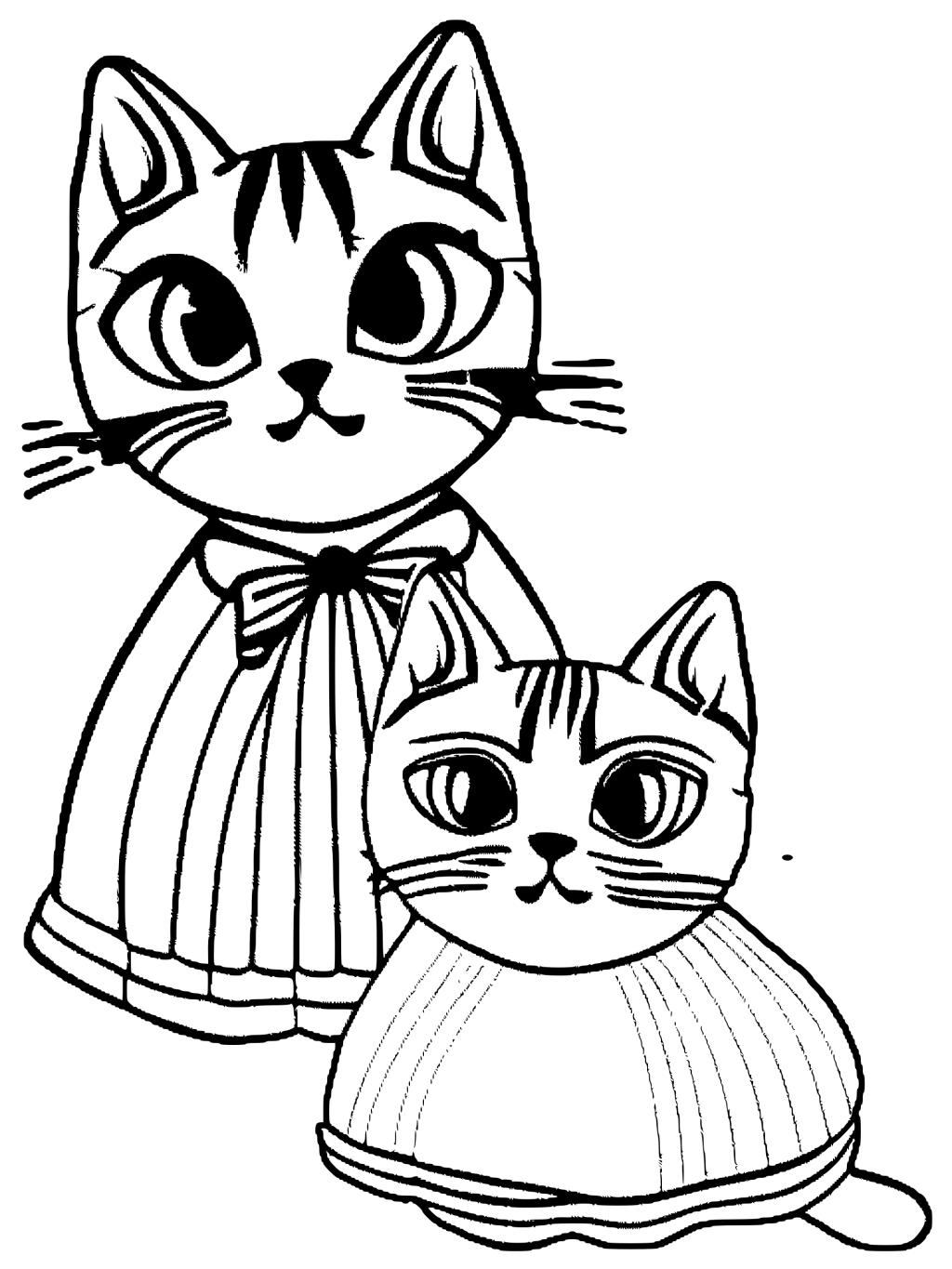 Multipe Cats in a Tutu Coloring Page · Creative Fabrica